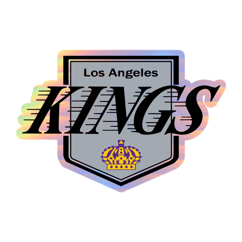Los Angeles Kings - Kings With Lines And Crown - Holographic Vinyl Sticker - Custom Size