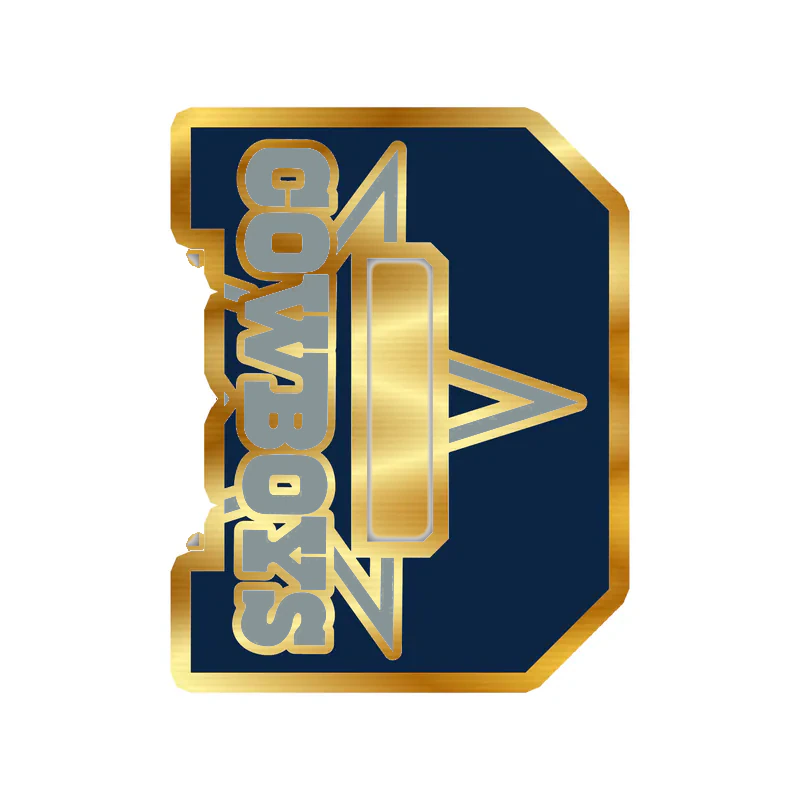 Dallas Cowboys - D - Gold Chrome Vinyl Sticker - Custom Size