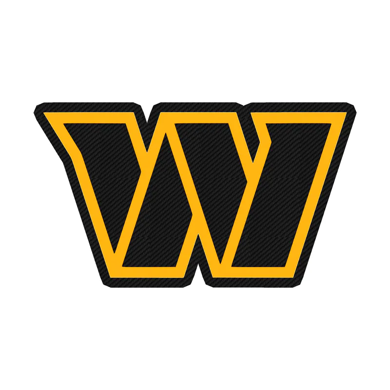Washington Commanders -Burgundy W, Yellow Outline - Carbon Fiber Vinyl Sticker - Custom Size