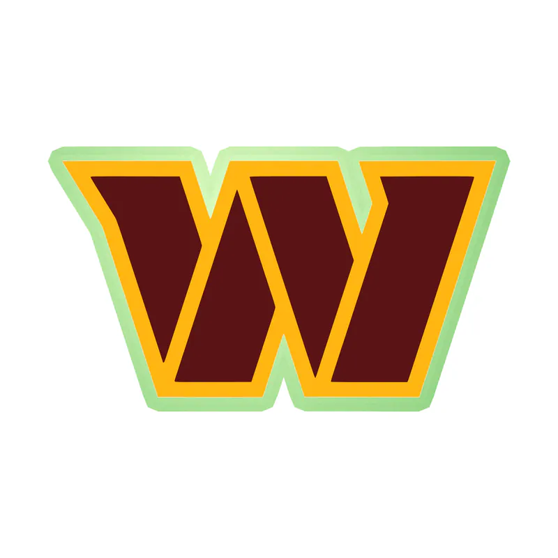 Washington Commanders -Burgundy W, Yellow Outline - Glow in the Dark Vinyl Sticker - Custom Size