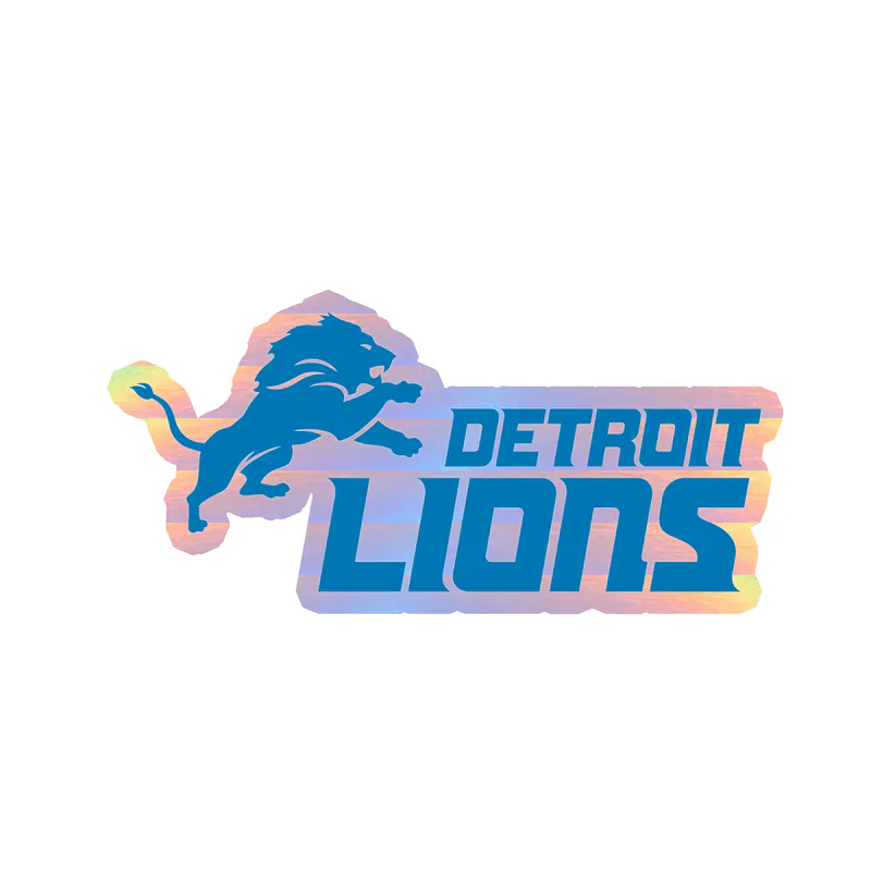 Detroit Lions - Lion With Name - Holographic Vinyl Sticker - Custom Size