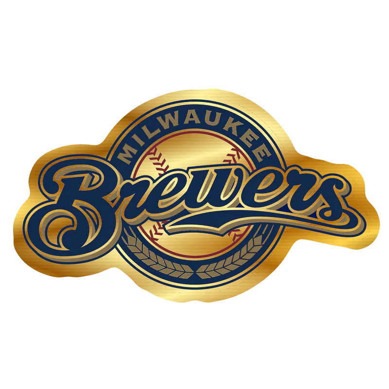 Milwaukee Brewers - Circle With Brewers - Gold Chrome Vinyl Sticker - Custom Size