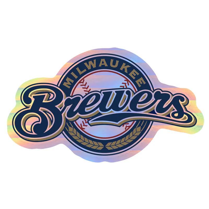 Milwaukee Brewers - Circle With Brewers - Holographic Vinyl Sticker - Custom Size