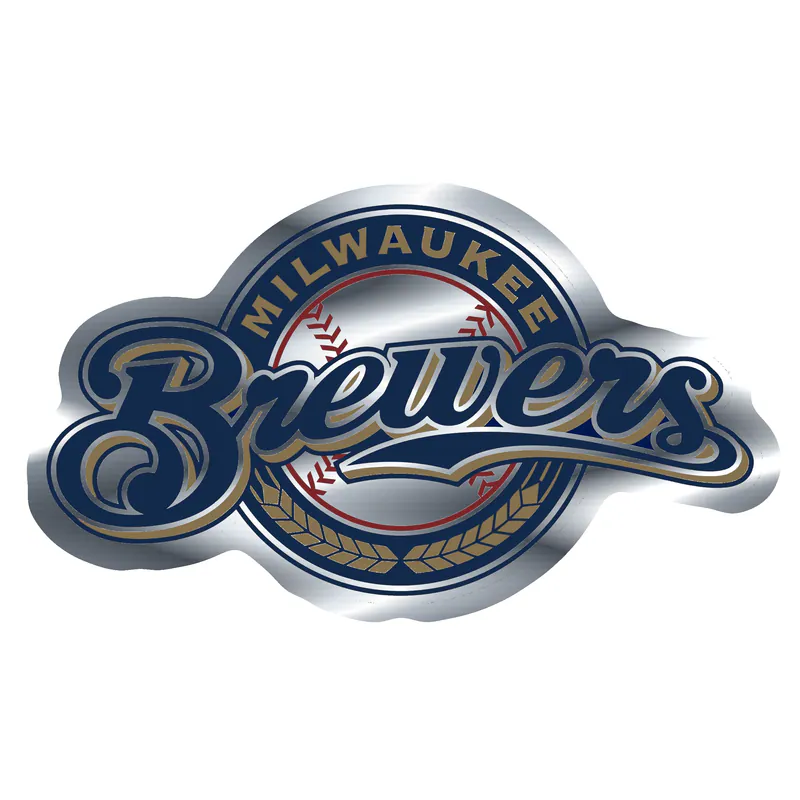 Milwaukee Brewers - Circle With Brewers - Silver Chrome Vinyl Sticker - Custom Size