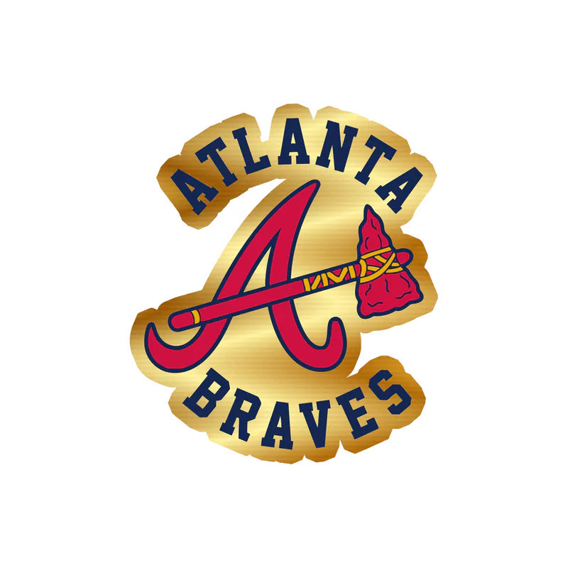 Atlanta Braves - Name With A Hatchet - Gold Chrome Vinyl Sticker - Custom Size