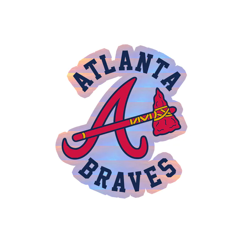 Atlanta Braves - Name With A Hatchet - Holographic Vinyl Sticker - Custom Size
