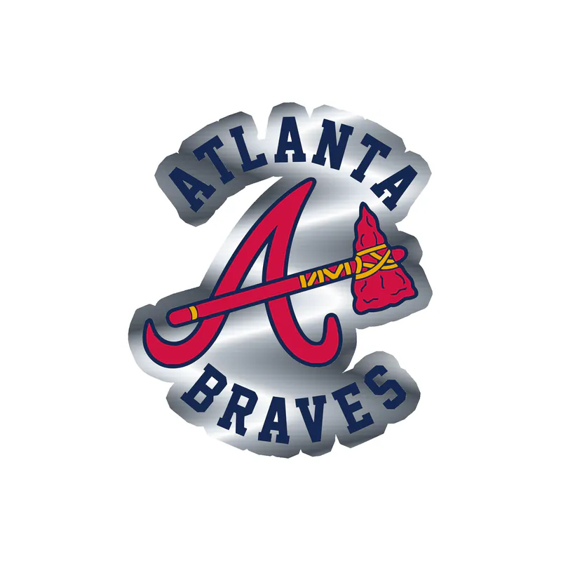 Atlanta Braves - Name With A Hatchet - Silver Chrome Vinyl Sticker - Custom Size