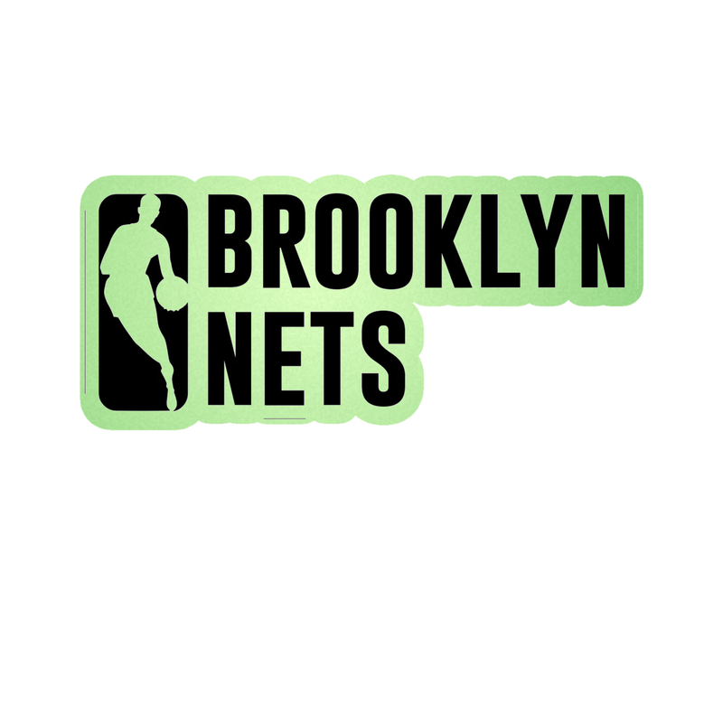 Brooklyn Nets - NBA Logo With Name - Image 1 - Glow in the Dark Vinyl Sticker - Custom Size