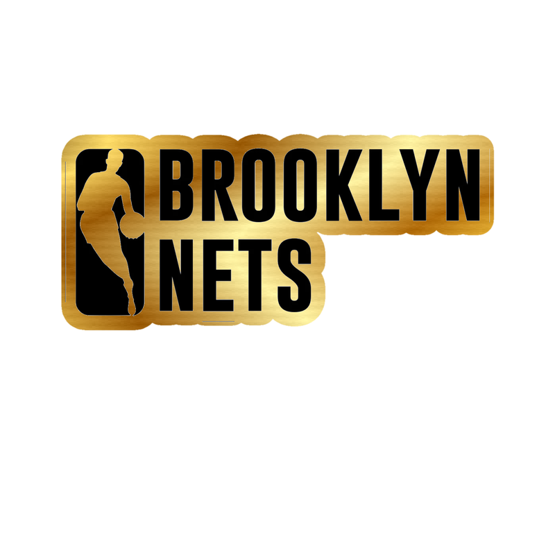 Brooklyn Nets - NBA Logo With Name - Image 1 - Gold Chrome Vinyl Sticker - Custom Size