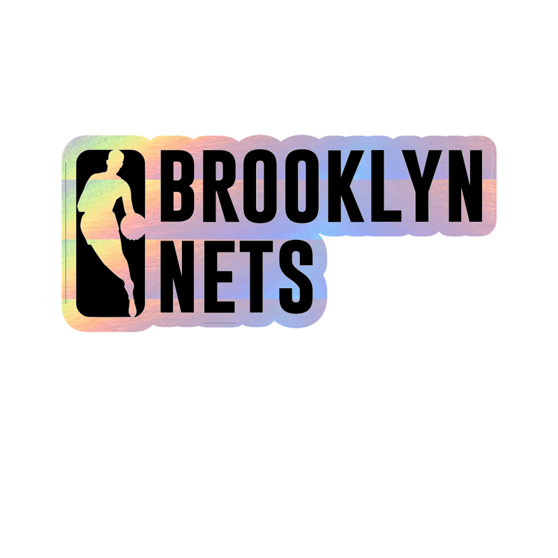 Brooklyn Nets - NBA Logo With Name - Image 1 - Holographic Vinyl Sticker - Custom Size