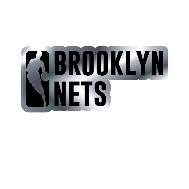 Brooklyn Nets - NBA Logo With Name - Image 1 - Silver Chrome Vinyl Sticker - Custom Size
