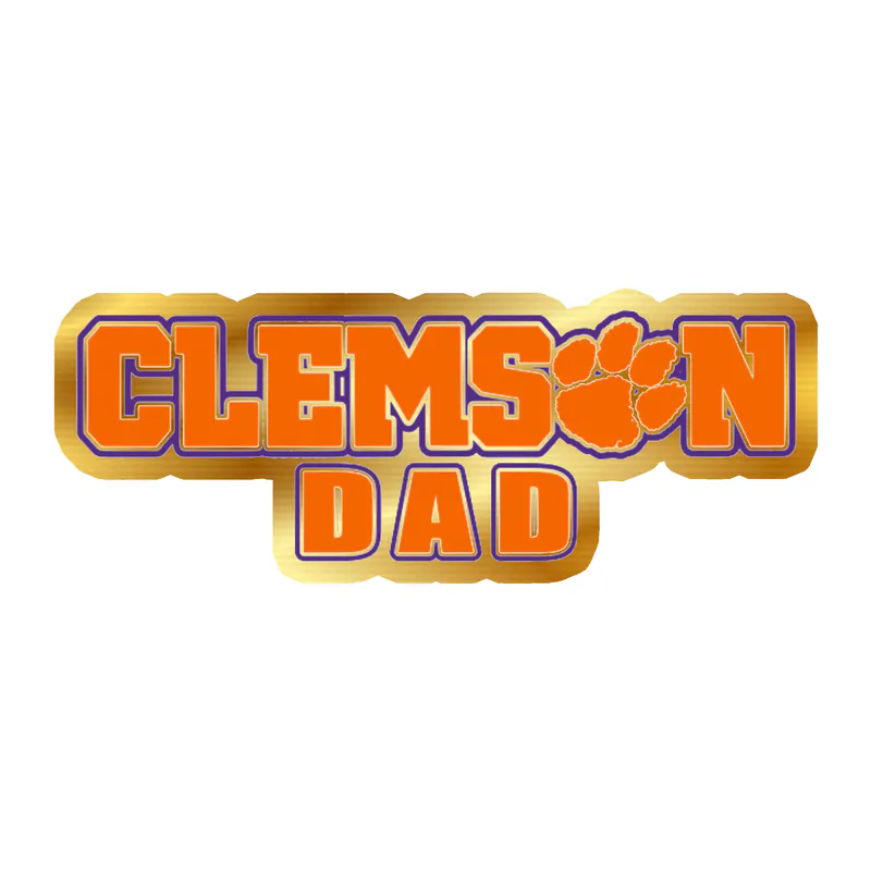 Clemson Dad Gold Chrome Vinyl Decal - Custom Size