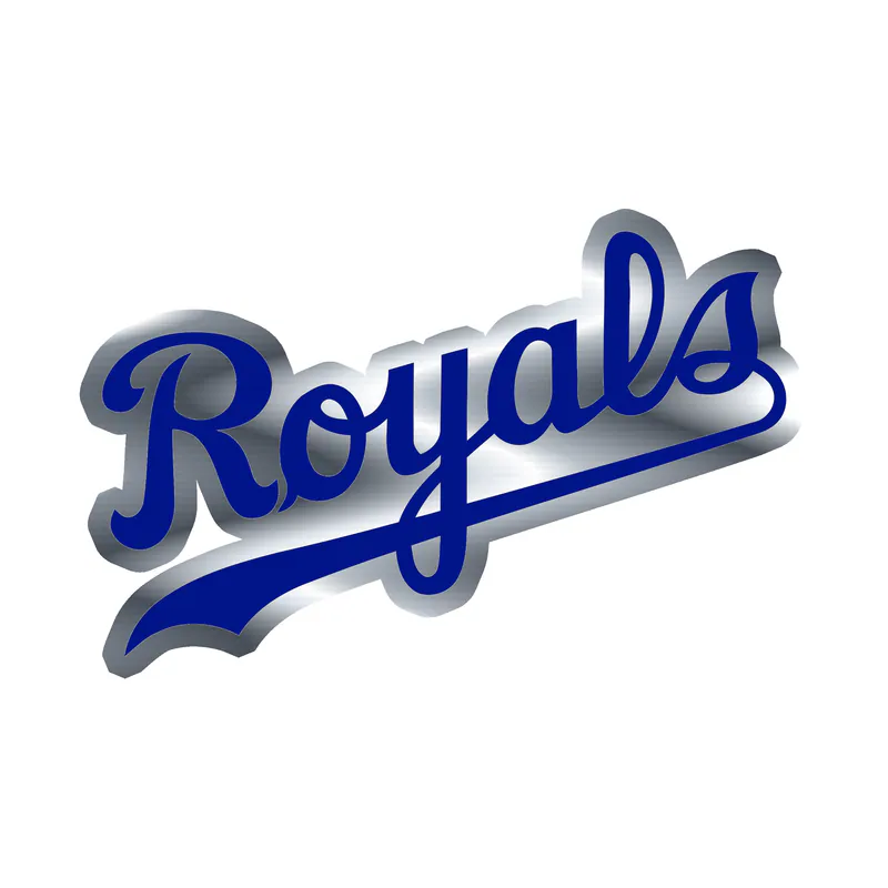 Kansas City Royals - Cursive Royals - Silver Chrome Vinyl Sticker - Custom Size