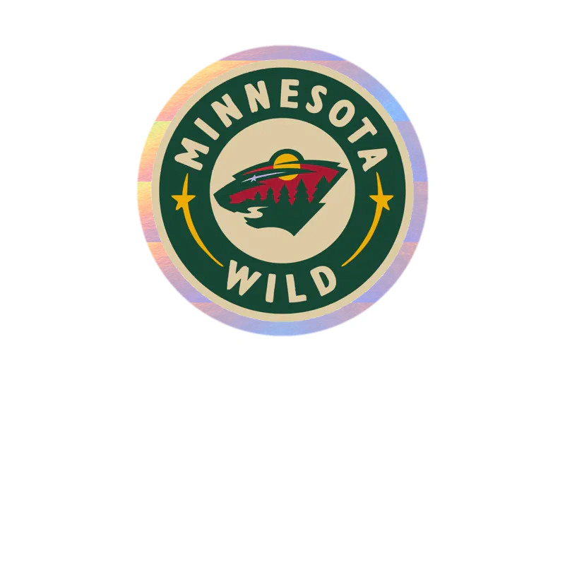 Minnesota Wild - Green Circle With Name - Holographic Vinyl Sticker - Custom Size