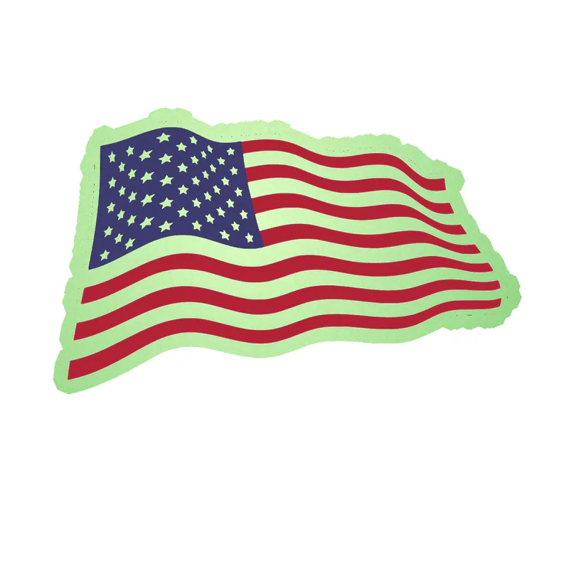American Flag Waving Glow in the Dark Vinyl Decal - Custom Size