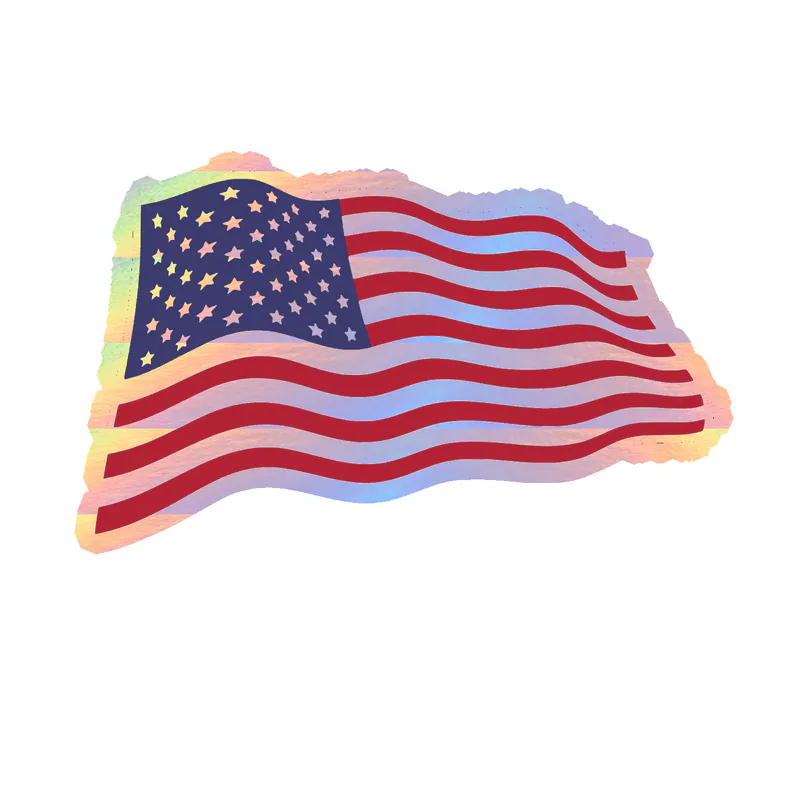 American Flag Waving Holographic Vinyl Decal - Custom Size