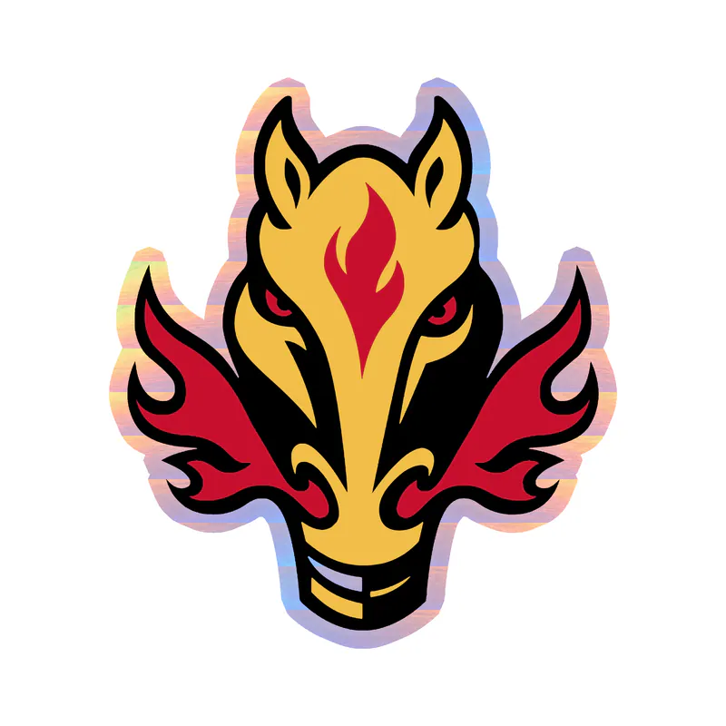 Calgary Flames - Horse - Holographic Vinyl Sticker - Custom Size