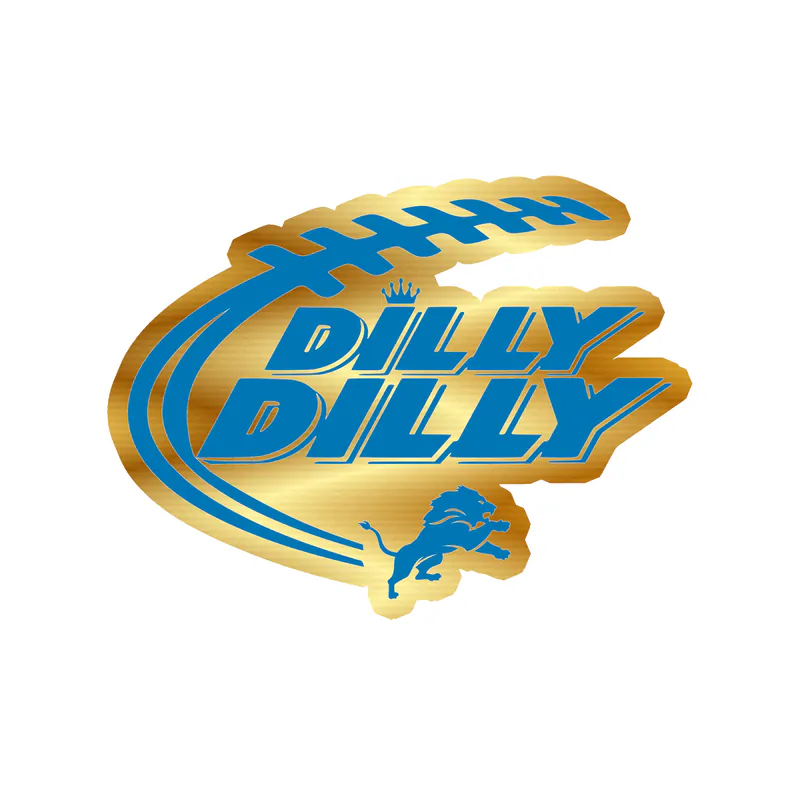 Detroit Lions - Dilly Dilly - Gold Chrome Vinyl Sticker - Custom Size