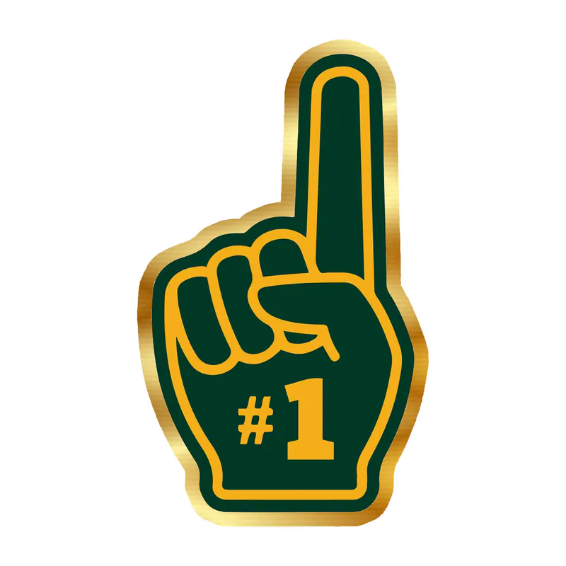 Green Bay Packers - #1 - Gold Chrome Vinyl Sticker - Custom Size