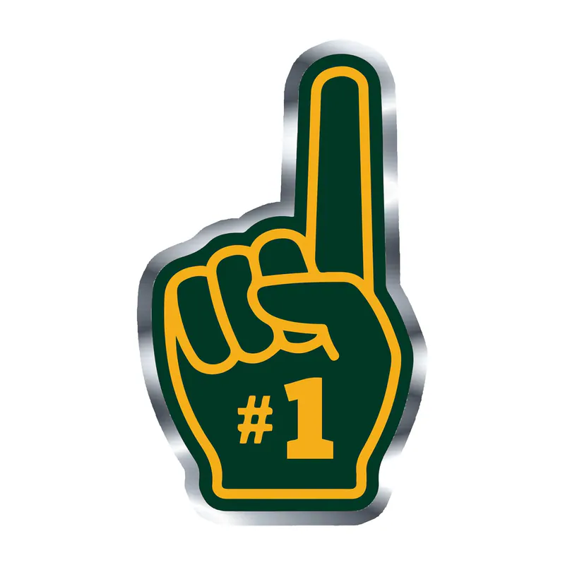 Green Bay Packers - #1 - Silver Chrome Vinyl Sticker - Custom Size