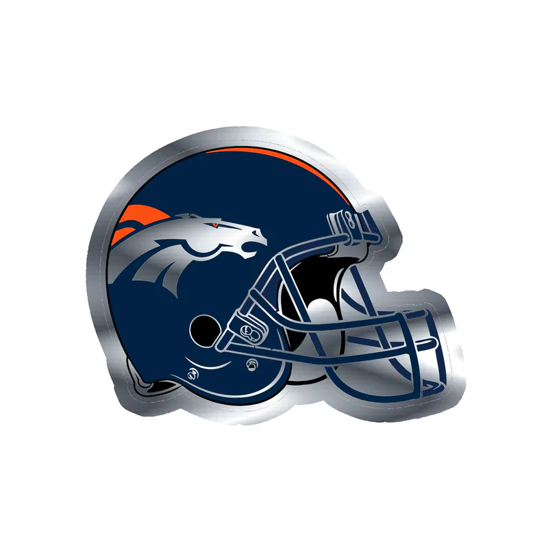 Denver Broncos - Helmet- Silver Chrome Vinyl Sticker - Custom Size