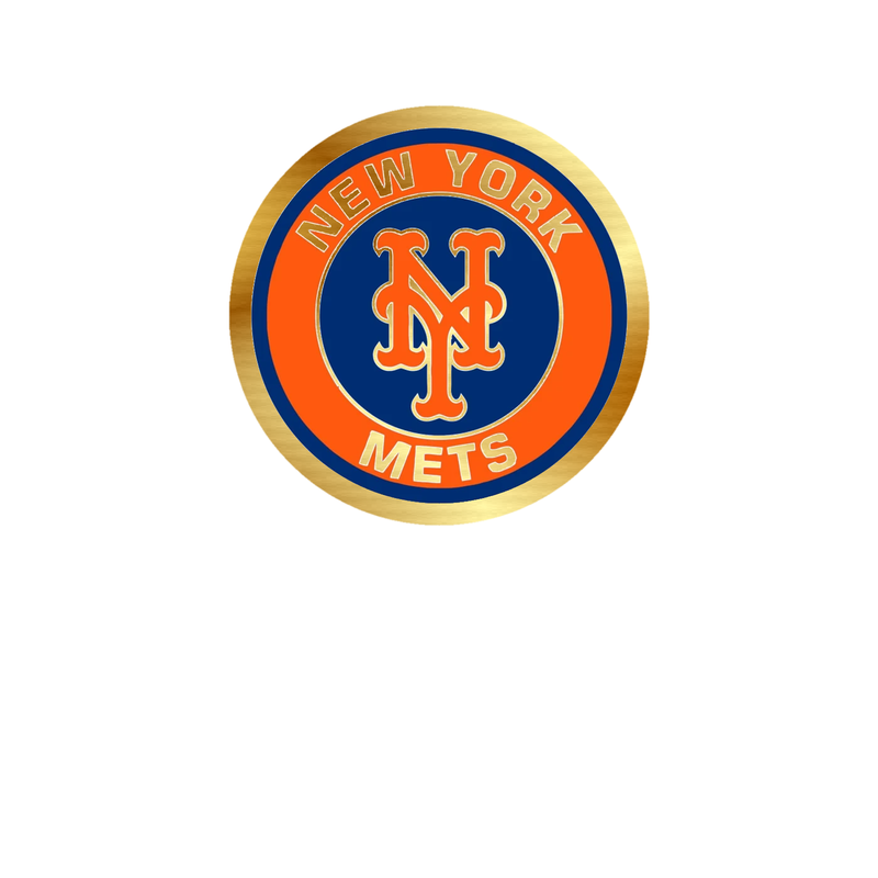 New York Mets - Orange Circle With NY - Gold Chrome Vinyl Sticker - Custom Size