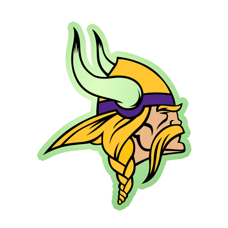 Minnesota Vikings - Viking Head - Glow in the Dark Vinyl Sticker - Custom Size