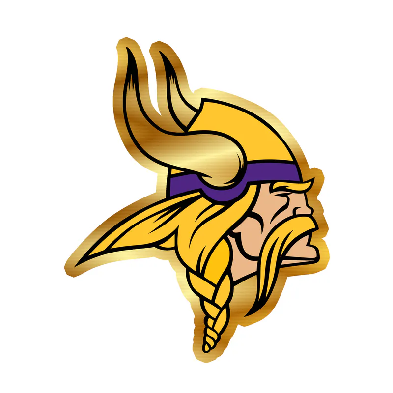 Minnesota Vikings - Viking Head - Gold Chrome Vinyl Sticker - Custom Size
