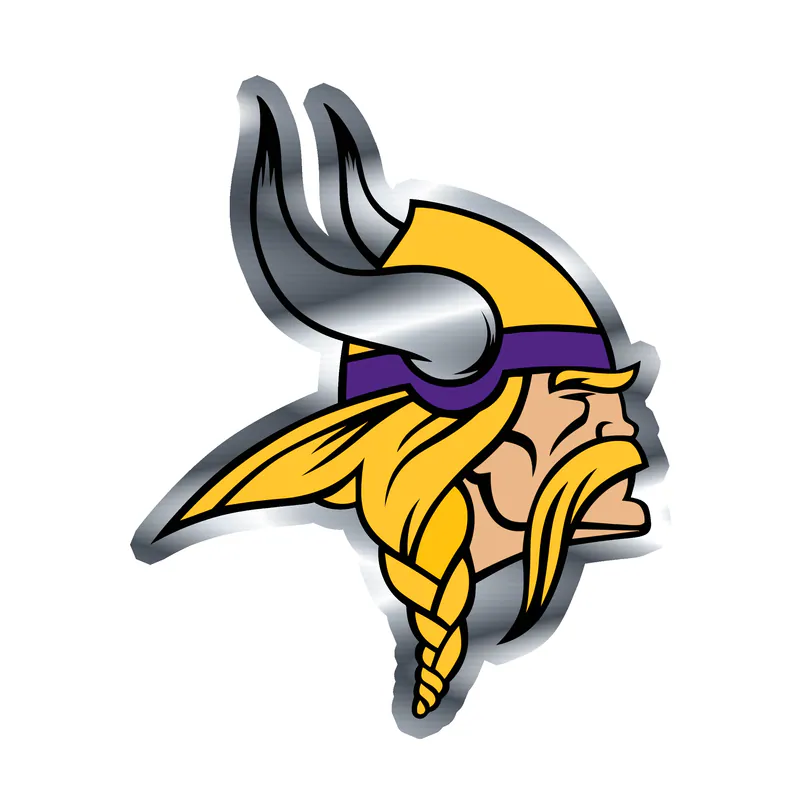 Minnesota Vikings - Viking Head - Silver Chrome Vinyl Sticker - Custom Size