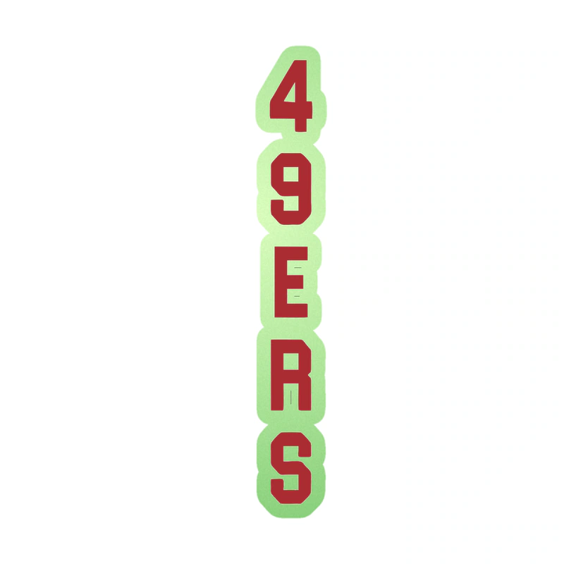San Francisco 49ers - Vertical 49ers - Glow in the Dark Vinyl Sticker - Custom Size