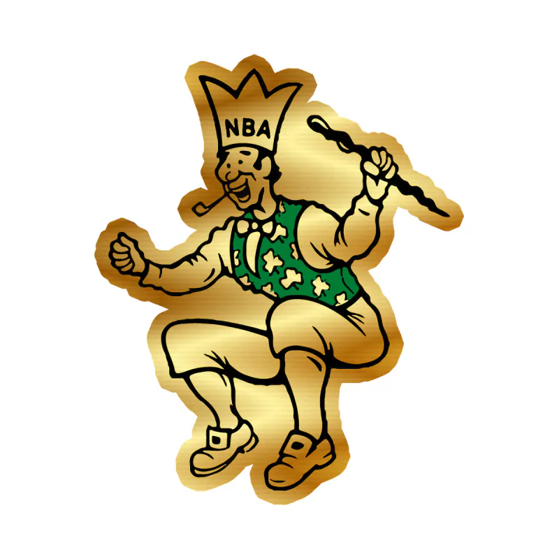 Boston Celtics - Green and White Leprechaun - Gold Chrome Vinyl Sticker - Custom Size