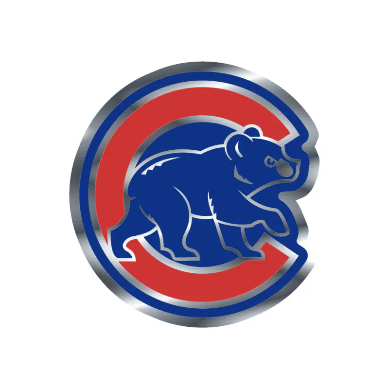 Chicago Cubs - C With Cub - Silver Chrome Vinyl Sticker - Custom Size