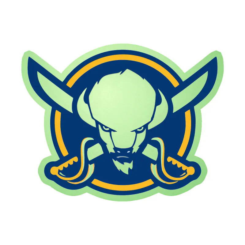 Buffalo Sabres - Circle With Buffalo In Center - Glow in the Dark Vinyl Sticker - Custom Size