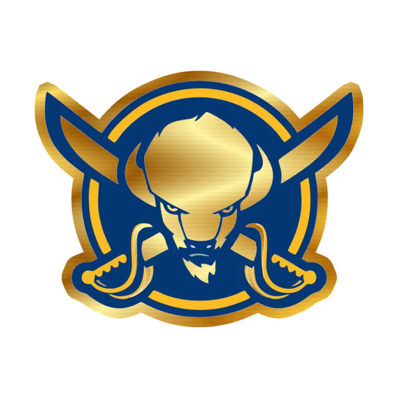 Buffalo Sabres - Circle With Buffalo In Center - Gold Chrome Vinyl Sticker - Custom Size