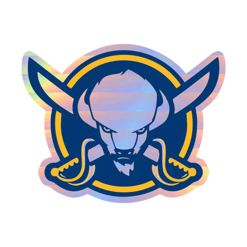 Buffalo Sabres - Circle With Buffalo In Center - Holographic Vinyl Sticker - Custom Size