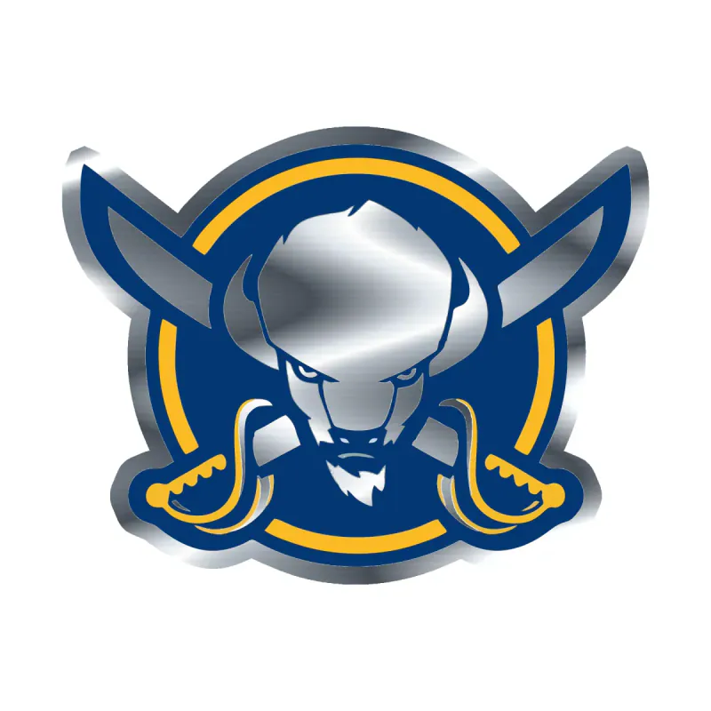 Buffalo Sabres - Circle With Buffalo In Center - Silver Chrome Vinyl Sticker - Custom Size