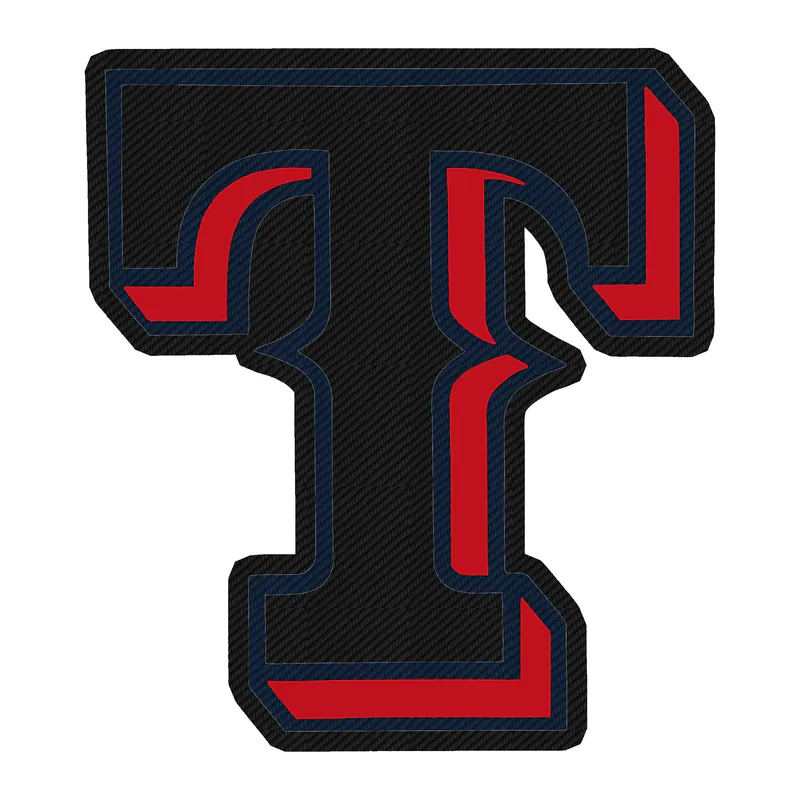 Texas Rangers - White T - Carbon Fiber Vinyl Sticker - Custom Size