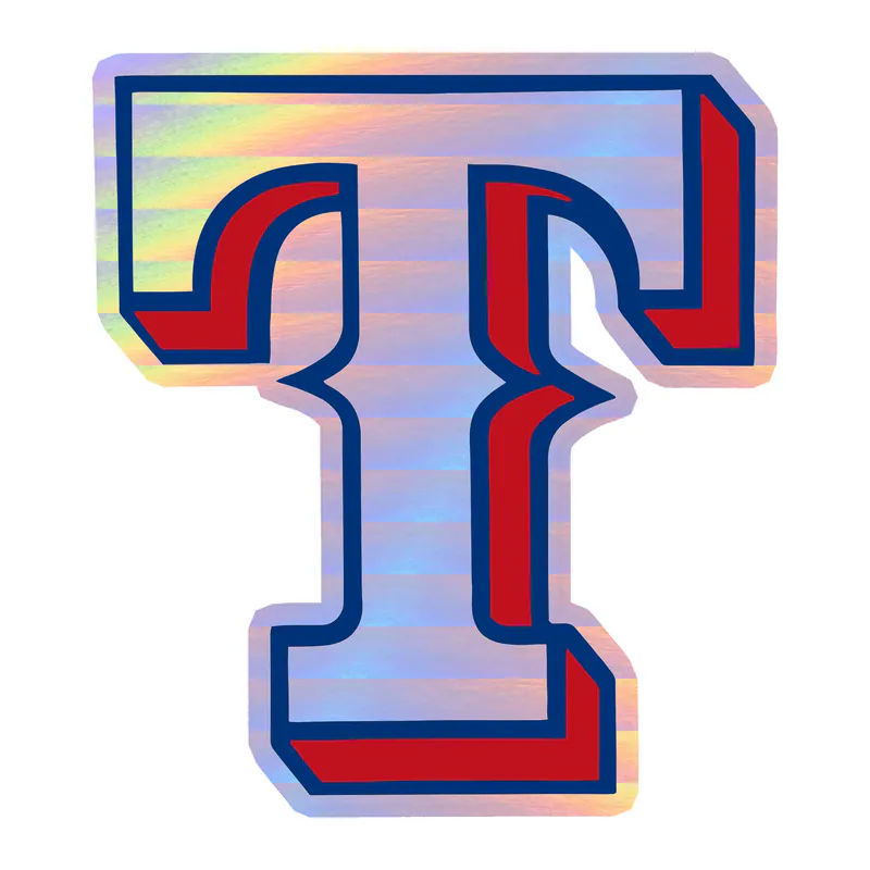Texas Rangers - White T - Holographic Vinyl Sticker - Custom Size