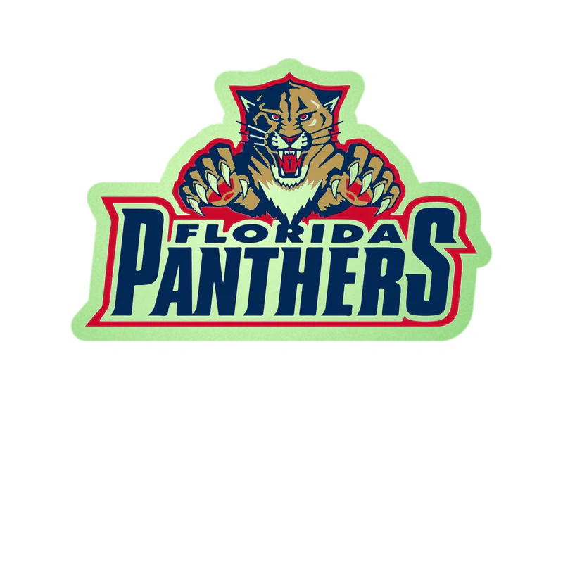 Florida Panthers - Panther With Name - Glow in the Dark Vinyl Sticker - Custom Size