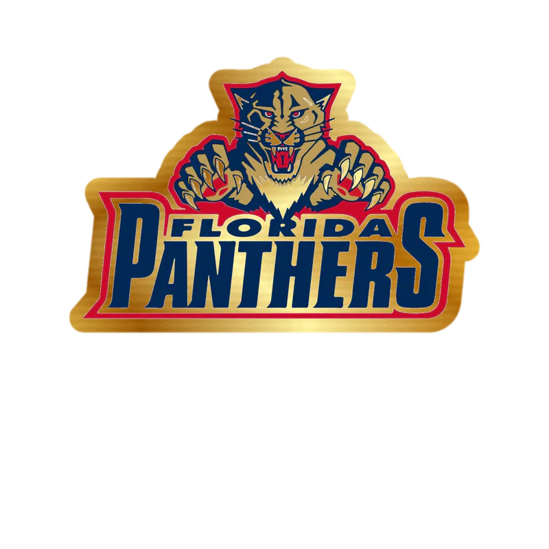 Florida Panthers - Panther With Name - Gold Chrome Vinyl Sticker - Custom Size