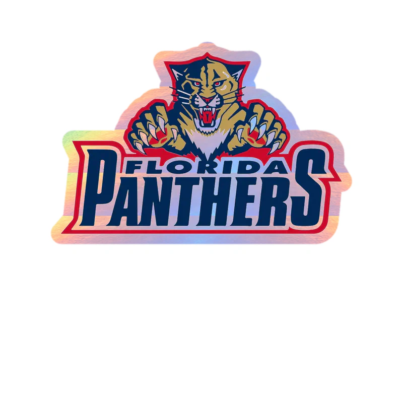 Florida Panthers - Panther With Name - Holographic Vinyl Sticker - Custom Size