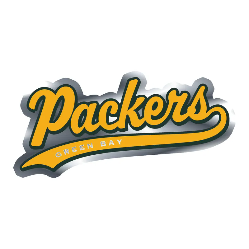 Green Bay Packers - Yellow Packers 2 - Silver Chrome Vinyl Sticker - Custom Size