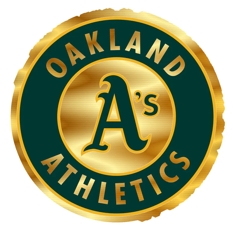 Oakland Athletics - Green Circle With Name - Gold Chrome Vinyl Sticker - Custom Size