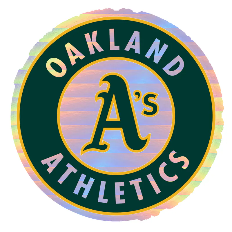 Oakland Athletics - Green Circle With Name - Holographic Vinyl Sticker - Custom Size