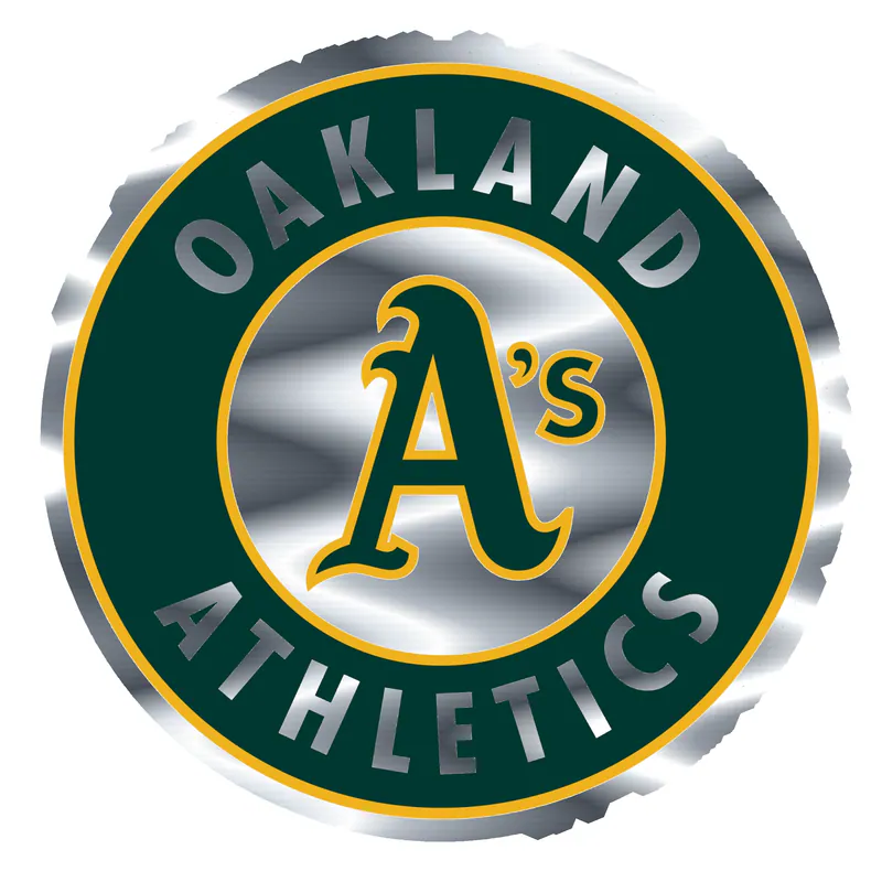 Oakland Athletics - Green Circle With Name - Silver Chrome Vinyl Sticker - Custom Size