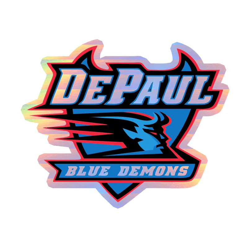 DePaul Blue Demons - Image 1 - Holographic Vinyl Decal - Custom Size