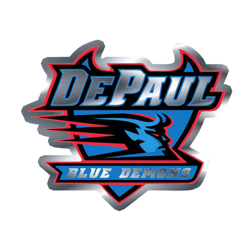 DePaul Blue Demons - Image 1 - Silver Chrome Vinyl Decal - Custom Size
