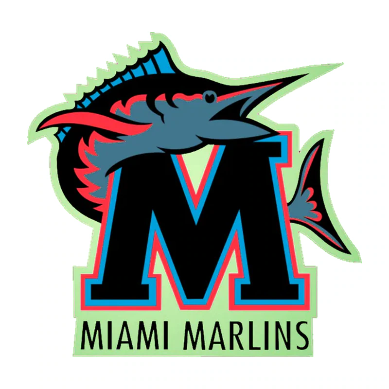 Miami Marlins - Black M With Name - Glow in the Dark Vinyl Sticker - Custom Size