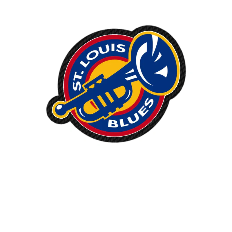 St Louis Blues Full - Circle With Horn - Color Carbon Fiber Vinyl Sticker - Custom Size