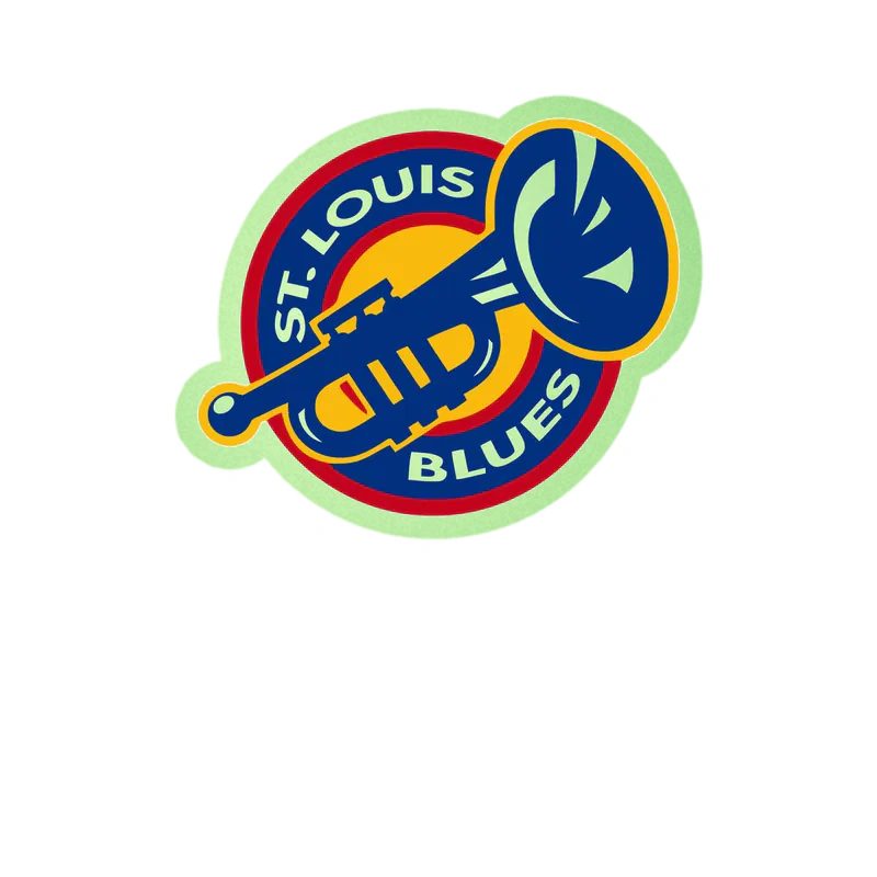 St Louis Blues Full - Circle With Horn - Color Glow in the Dark Vinyl Sticker - Custom Size